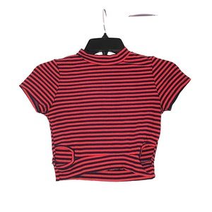 Black and blue striped crop top